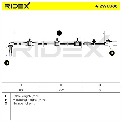 ABS Sensor RIDEX 412W0086 412W0086 - photo 3