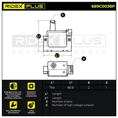 Ignition Coil RIDEX 689C0038P 689C0038P - photo 11