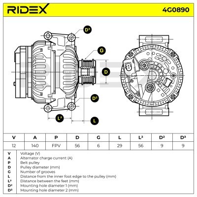 Alternator RIDEX 4G0890 4G0890 - photo 7