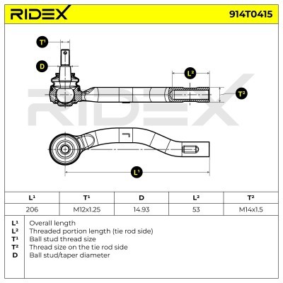 Tie Rod End RIDEX 914T0415 914T0415 - photo 5