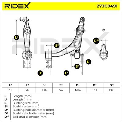 Control Arm RIDEX 273C0491 273C0491 - photo 4