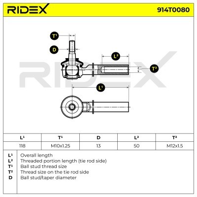 Tie Rod End RIDEX 914T0080 914T0080 - photo 6