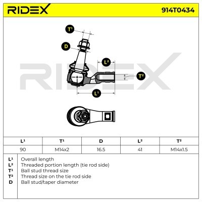 Tie Rod End RIDEX 914T0434 914T0434 - photo 8