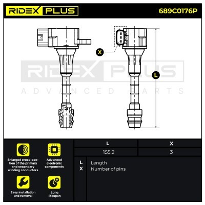 Ignition Coil RIDEX 689C0176P 689C0176P - photo 9