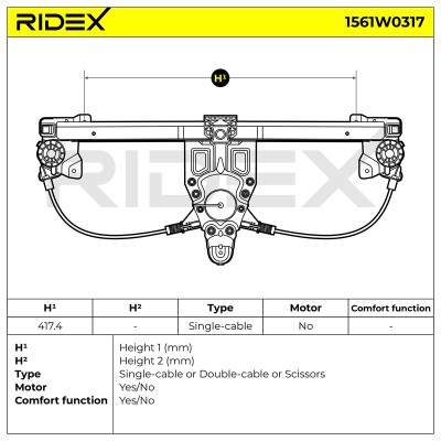 Window Regulator RIDEX 1561W0317 1561W0317 - photo 8