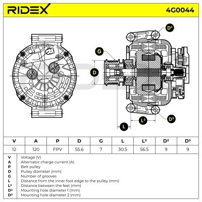 Alternator RIDEX 4G0044 4G0044 - photo 6