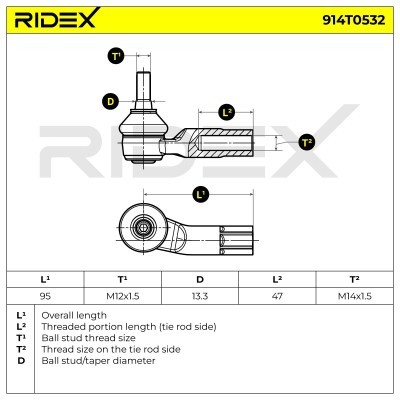 Tie Rod End RIDEX 914T0532 914T0532 - photo 5