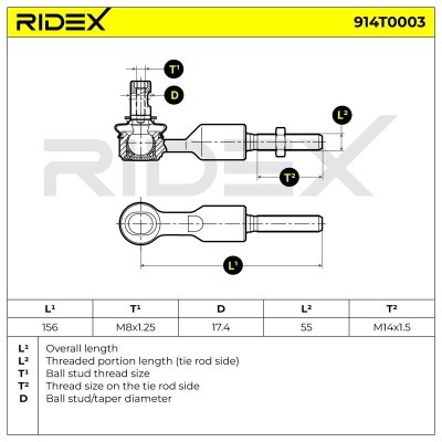 Tie Rod End RIDEX 914T0003 914T0003 - photo 5