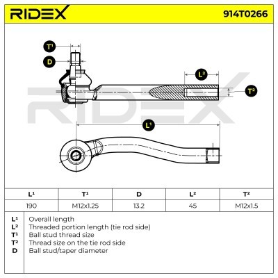 Tie Rod End RIDEX 914T0266 914T0266 - photo 6