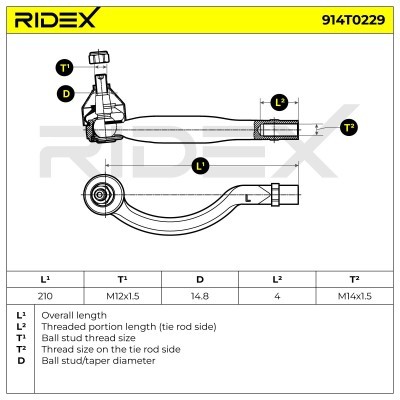 Tie Rod End RIDEX 914T0229 914T0229 - photo 5