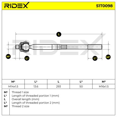 Tie Rod Assembly RIDEX 51T0098 51T0098 - photo 6