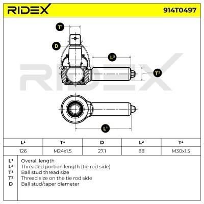 Tie Rod End RIDEX 914T0497 914T0497 - photo 5