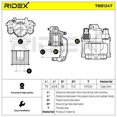 Brake Caliper RIDEX 78B1247 78B1247 - photo 7