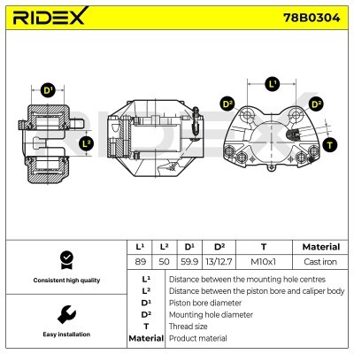 Brake Caliper RIDEX 78B0304 78B0304 - photo 8
