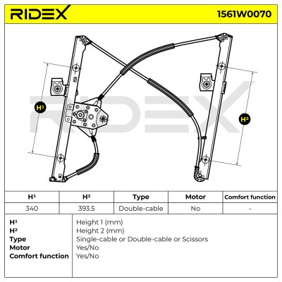 Window Regulator RIDEX 1561W0070 1561W0070 - photo 6
