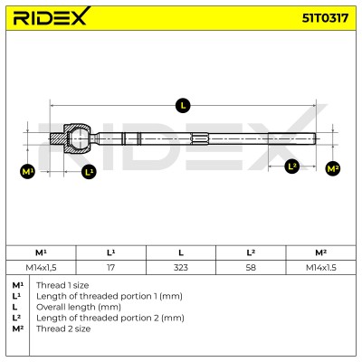 Tie Rod Assembly RIDEX 51T0317 51T0317 - photo 6