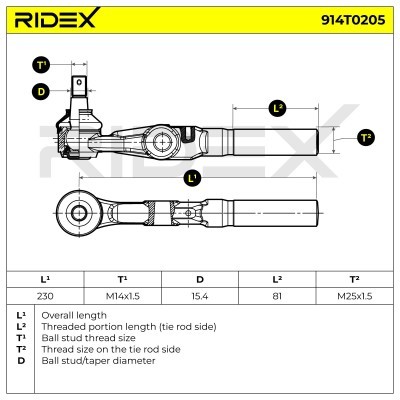 Tie Rod End RIDEX 914T0205 914T0205 - photo 3