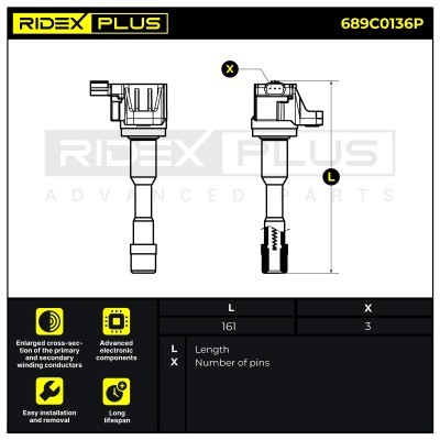 Ignition Coil RIDEX 689C0136P 689C0136P - photo 3