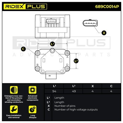 Ignition Coil RIDEX 689C0014P 689C0014P - photo 9