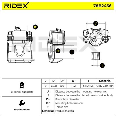 Brake Caliper RIDEX 78B2436 78B2436 - photo 6