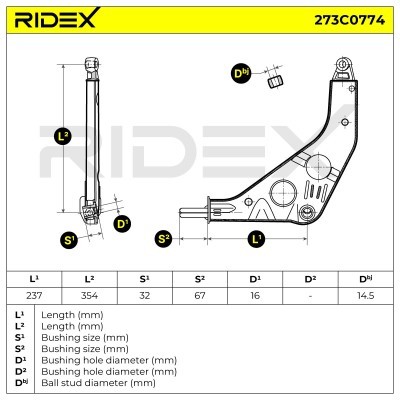 Control Arm RIDEX 273C0774 273C0774 - photo 8