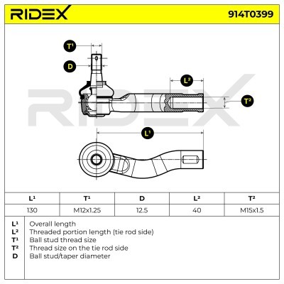 Tie Rod End RIDEX 914T0399 914T0399 - photo 7