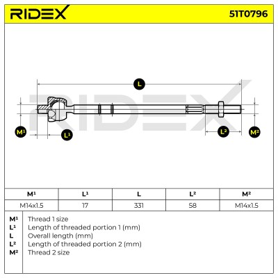 Tie Rod Assembly RIDEX 51T0796 51T0796 - photo 5