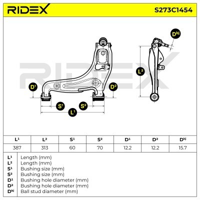 Control Arm RIDEX 273C1454 273C1454 - photo 5