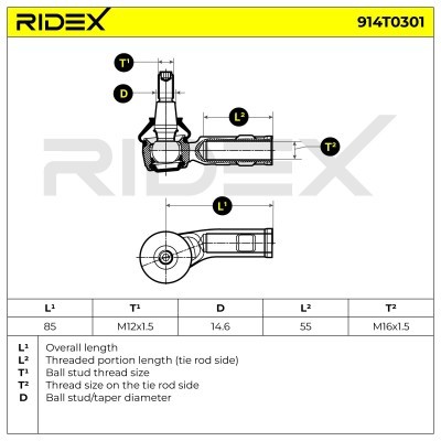 Tie Rod End RIDEX 914T0301 914T0301 - photo 6