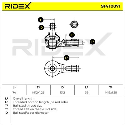 Tie Rod End RIDEX 914T0071 914T0071 - photo 5