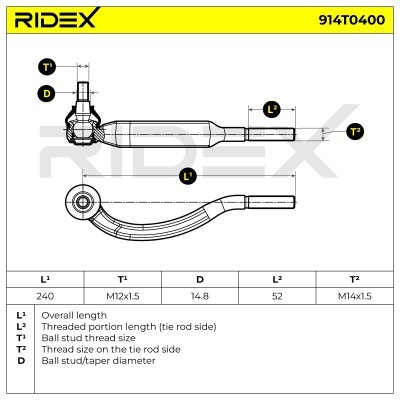 Tie Rod End RIDEX 914T0400 914T0400 - photo 5