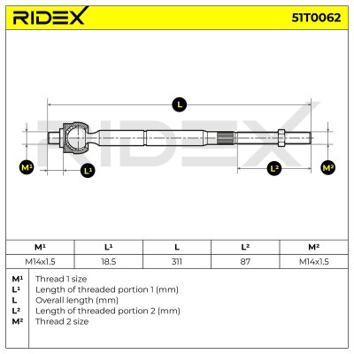 Tie Rod Assembly RIDEX 51T0062 51T0062 - photo 5