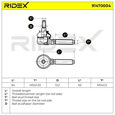 Tie Rod End RIDEX 914T0004 914T0004 - photo 5