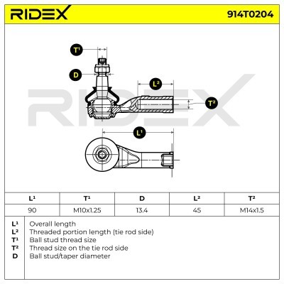 Tie Rod End RIDEX 914T0204 914T0204 - photo 4