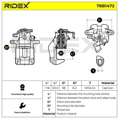Brake Caliper RIDEX 78B1472 78B1472 - photo 7