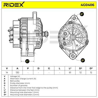 Alternator RIDEX 4G0406 4G0406 - photo 5