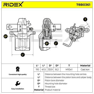 Brake Caliper RIDEX 78B0361 78B0361 - photo 6