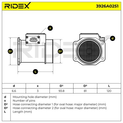 Air Mass Sensor RIDEX 3926A0251 3926A0251 - photo 7