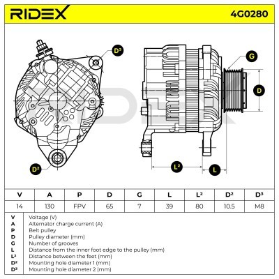 Alternator RIDEX 4G0280 4G0280 - photo 6