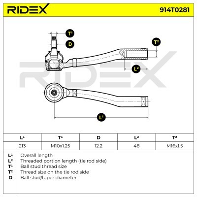 Tie Rod End RIDEX 914T0281 914T0281 - photo 6