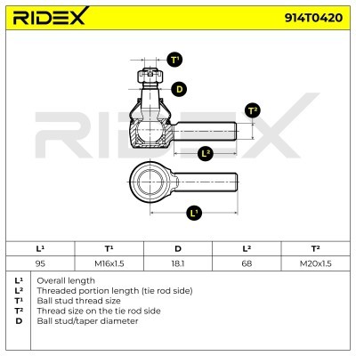 Tie Rod End RIDEX 914T0420 914T0420 - photo 5