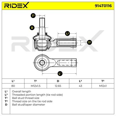 Tie Rod End RIDEX 914T0116 914T0116 - photo 7