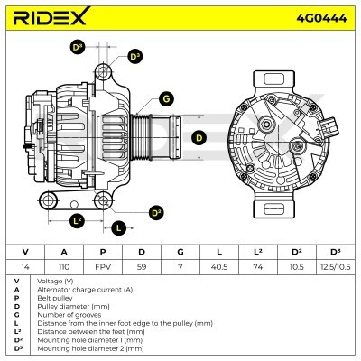Alternator RIDEX 4G0444 4G0444 - photo 7