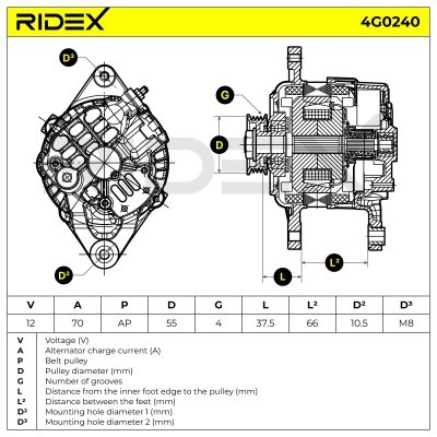 Alternator RIDEX 4G0240 4G0240 - photo 6