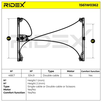 Window Regulator RIDEX 1561W0362 1561W0362 - photo 6