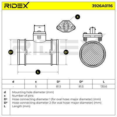 Air Mass Sensor RIDEX 3926A0116 3926A0116 - photo 6