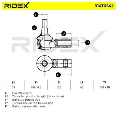 Tie Rod End RIDEX 914T0542 914T0542 - photo 9