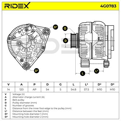 Alternator RIDEX 4G0783 4G0783 - photo 5