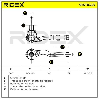 Tie Rod End RIDEX 914T0427 914T0427 - photo 5