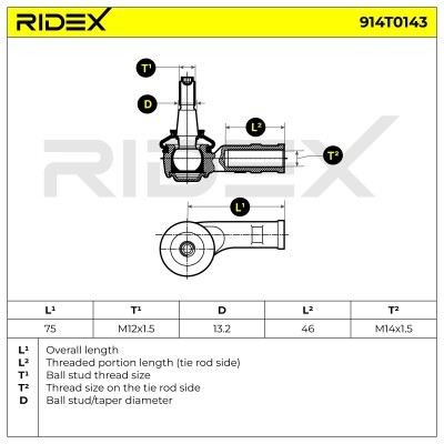 Tie Rod End RIDEX 914T0143 914T0143 - photo 5